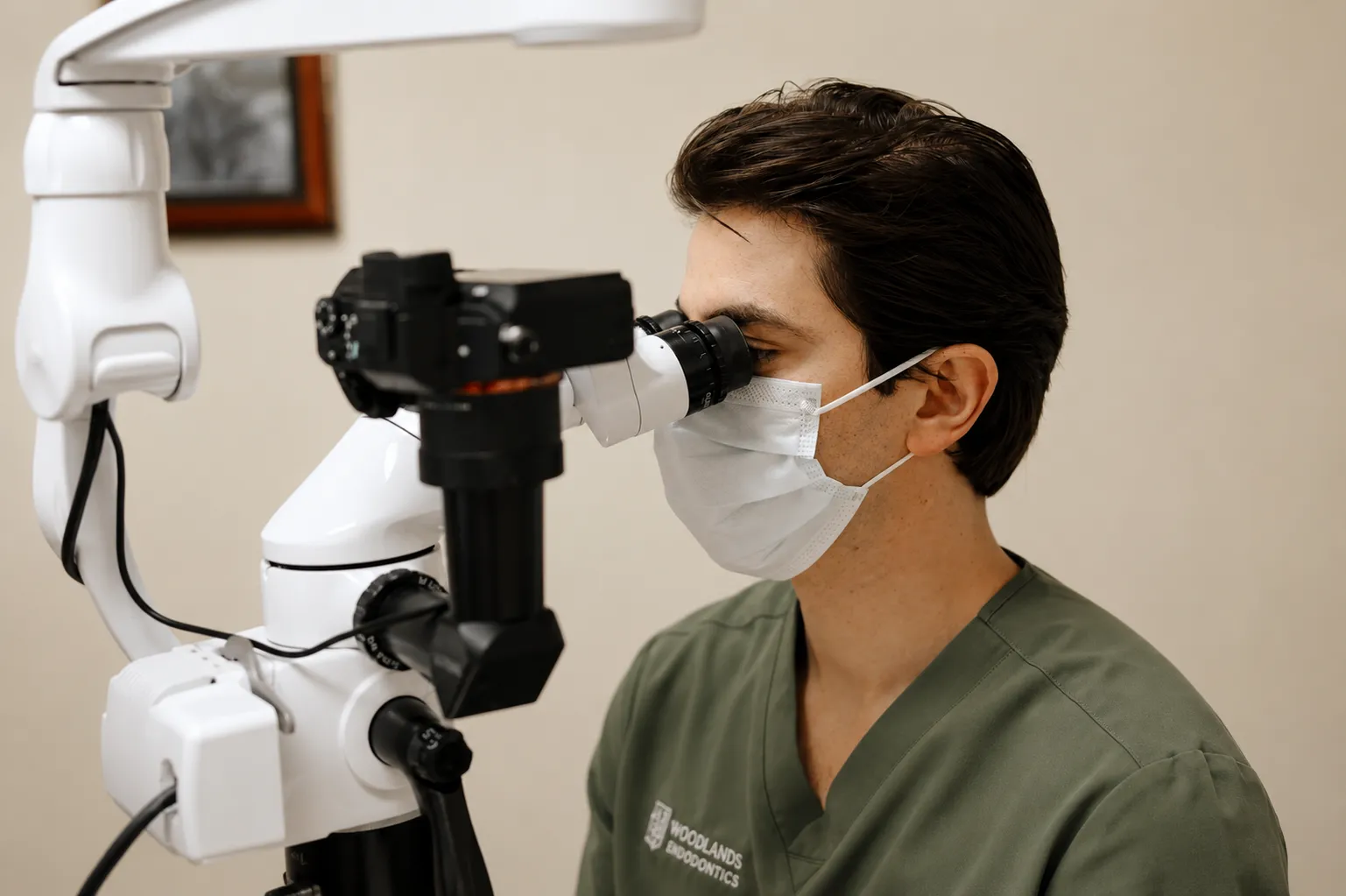 A surgical operating microscope at Woodlands Endodontics